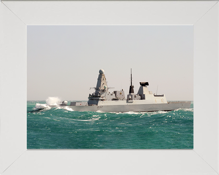 HMS Daring (D32) Photo Print - In Rough Sea 2012 - Royal Navy Type 45 Destroyer Hampshire Prints 10 x 8 White Frame No
