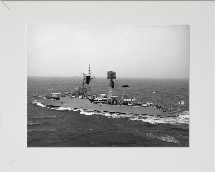HMS Llandaff (F61) Photo Print - At Sea 1969 - Royal Navy Salisbury Class Frigate Hampshire Prints 10 x 8 White Frame No