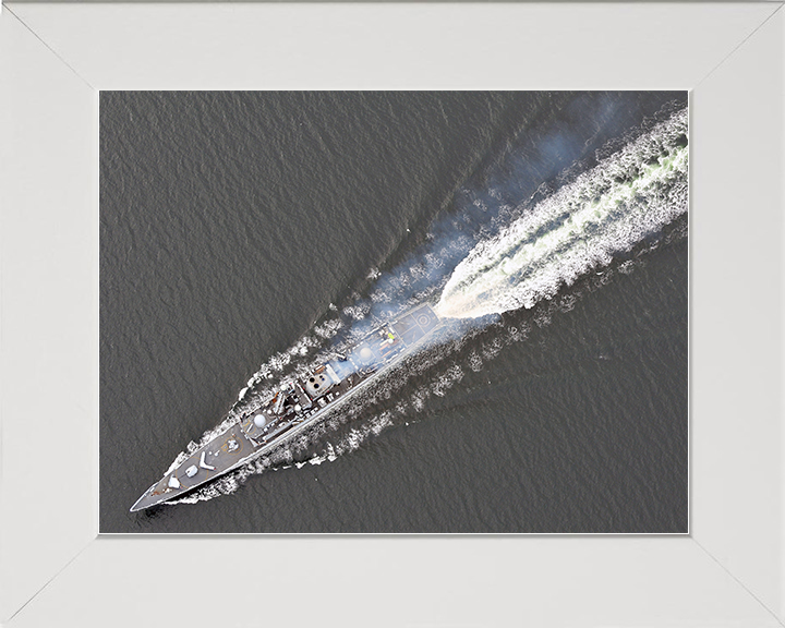 HMS Edinburgh (D97) Royal Navy Type 42 Destroyer From Above Photo Print Wall Art Decor Posters, Prints, & Visual Artwork Hampshire Prints 10 x 8 White Frame No
