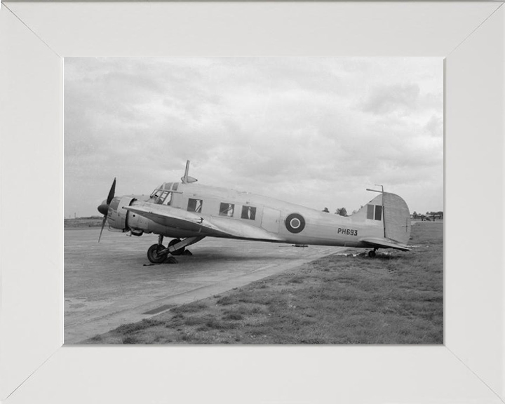 RAF Avro 652A Anson on the Ground Photo Print - Royal Air Force Aircraft Hampshire Prints 10 x 8 White Frame No