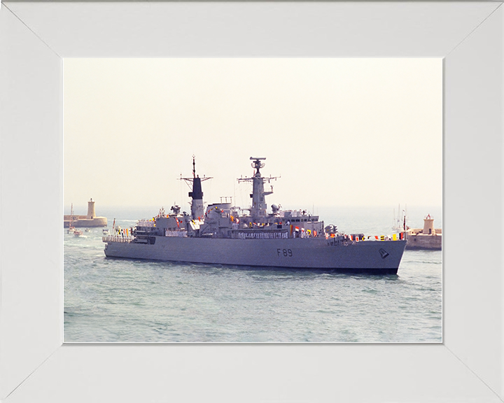 HMS Battleaxe (F89) Royal Navy Type 22 Frigate Dress Ship Photo Print Wall Art Decor Posters, Prints, & Visual Artwork Hampshire Prints 10 x 8 White Frame No