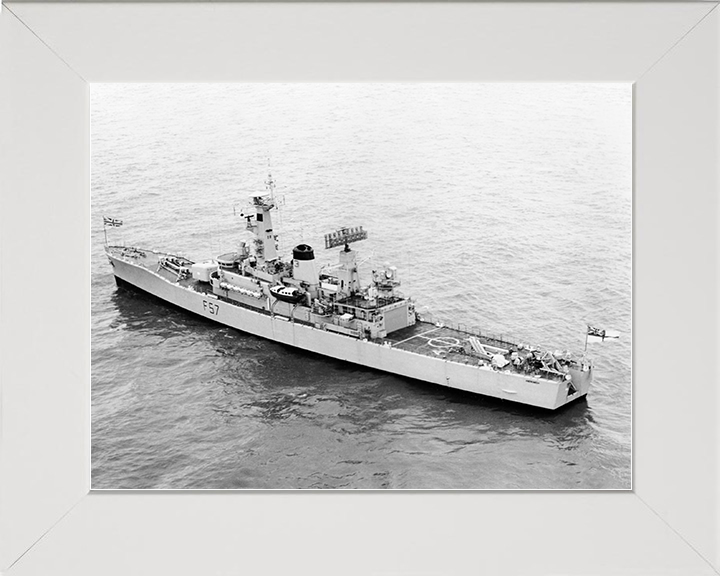 HMS Andromeda (F57) Royal Navy Leander Class Frigate From the Air Photo Print Wall Art Decor Posters, Prints, & Visual Artwork Hampshire Prints 10 x 8 White Frame No