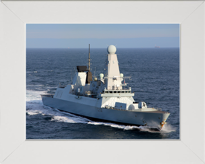 HMS Dauntless (D33) Royal Navy Type 45 Destroyer Underway Starboard Bow View Photo Print Wall Art Decor Posters, Prints, & Visual Artwork Hampshire Prints 10 x 8 White Frame No