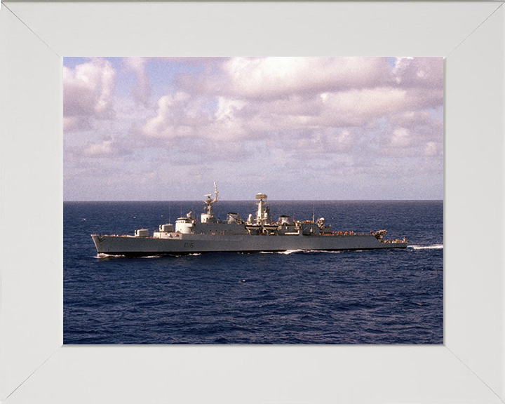 HMS London (D16) Photo Print - At Sea 1981 - Royal Navy County Class Destroyer Hampshire Prints 10 x 8 White Frame No