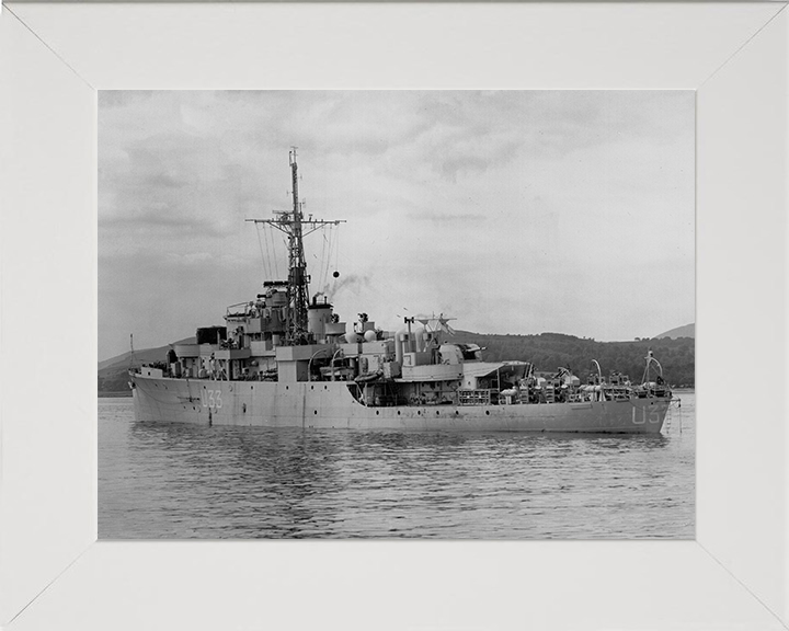 HMS Opossum (U33) Photo Print - Port Side View 1945 - Royal Navy Black Swan Class Sloop Posters, Prints, & Visual Artwork Hampshire Prints 10 x 8 White Frame No