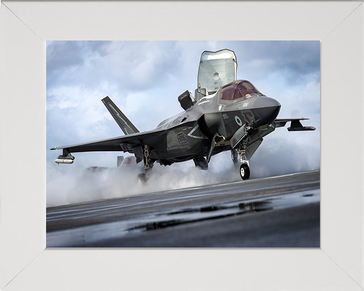 F-35 Lightening Jet Taking Off 2025 Photo Print - Royal Navy Aircraft Hampshire Prints 10 x 8 White Frame No
