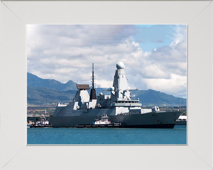 HMS Daring (D32) Royal Navy Type 45 Destroyer Coming Alongside Photo Print Wall Art Decor Posters, Prints, & Visual Artwork Hampshire Prints 10 x 8 White Frame No