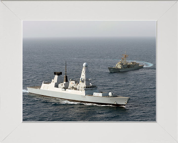 HMS Diamond (D34) Royal Navy Type 45 Destroyer HMAS Melbourne Photo Print Wall Art Decor Posters, Prints, & Visual Artwork Hampshire Prints 10 x 8 White Frame No