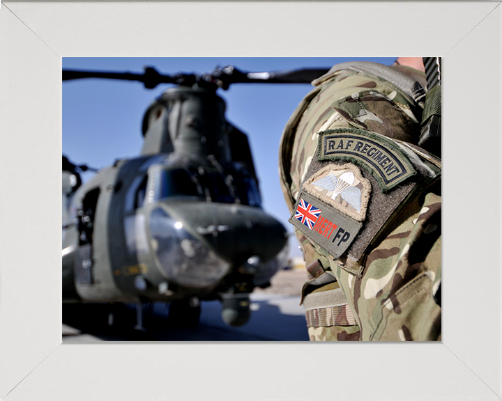 RAF Regiment MERT Force Protection badge Photo Print - Royal Air Force Hampshire Prints 10 x 8 White Frame No