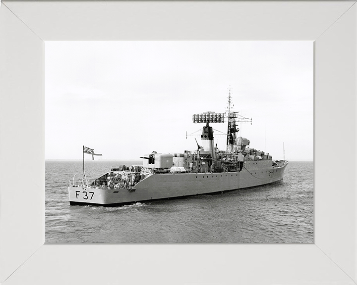 HMS Jaguar (F37) - At Sea 1967 - Royal Navy Leopard Class Frigate Photo Print Wall Art Naval Decor UK Posters, Prints, & Visual Artwork Hampshire Prints 10 x 8 White Frame No