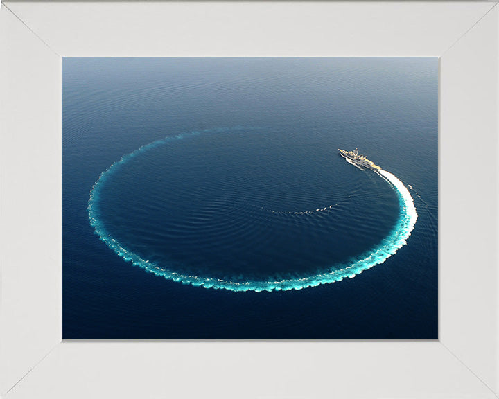 HMS Richmond (F239) Photo Print - Circle Turn - Royal Navy Type 23 Frigate Hampshire Prints 10 x 8 White Frame No