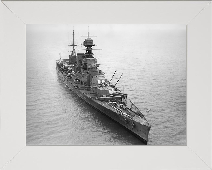 HMS Hood (51) Photo Print - At Sea - Royal Navy Admiral Class Battlecruiser Hampshire Prints 10 x 8 White Frame No
