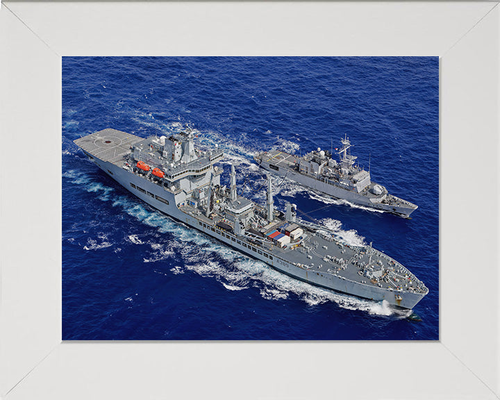 RFA Wave Knight (A389) Photo Print - During a RAS - Royal Fleet Auxiliary Wave Class Tanker Hampshire Prints 10 x 8 White Frame No
