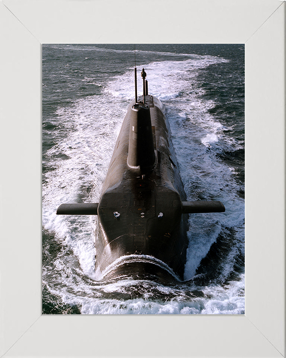 HMS Vanguard (S28) Photo Print - At Sea 1992 - Royal Navy Vanguard Class Submarine Hampshire Prints 10 x 8 White Frame No