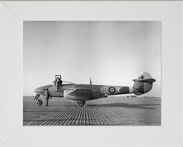 RAF Gloster Meteor Mark I on the ground Photo Print - Royal Air Force Aircraft Hampshire Prints 10 x 8 White Frame No