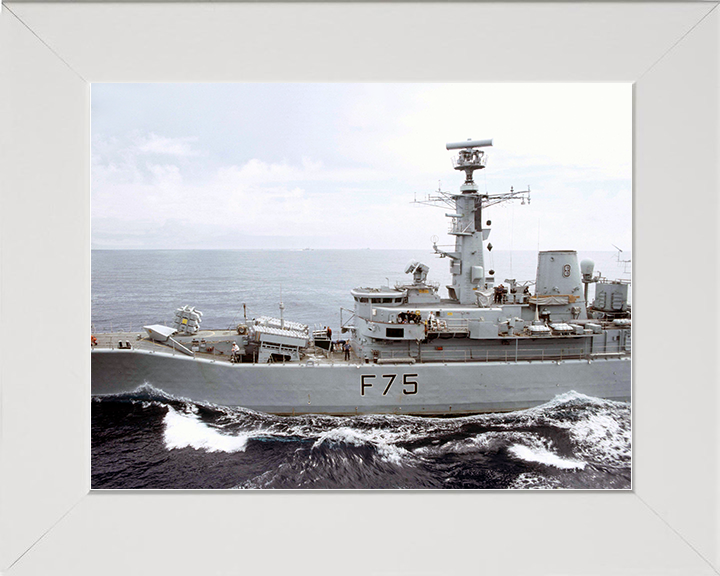 HMS Charybdis (F75) Royal Navy Leander Class Frigate During a RAS Photo Print Wall Art Decor Posters, Prints, & Visual Artwork Hampshire Prints 10 x 8 White Frame No