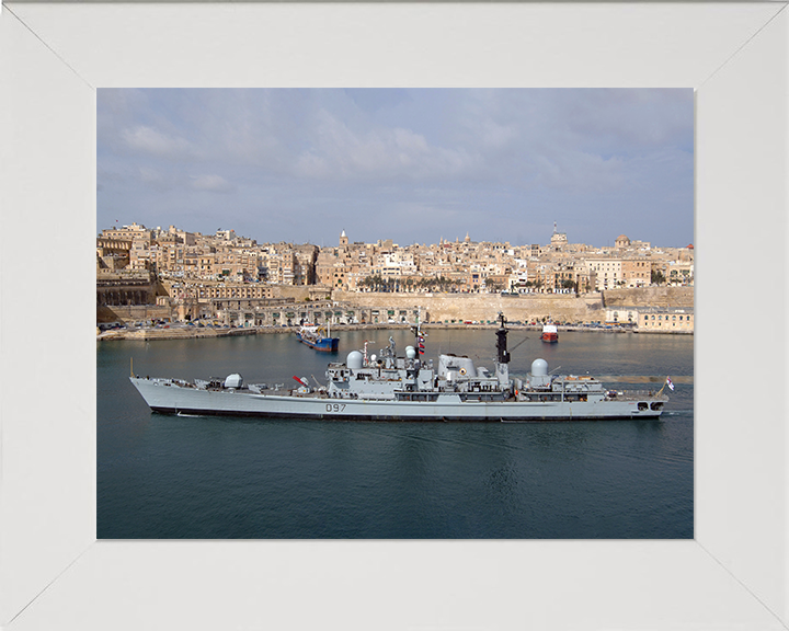 HMS Edinburgh (D97) Photo Print - Valletta 2008 - Royal Navy Type 42 Destroyer Posters, Prints, & Visual Artwork Hampshire Prints 10 x 8 White Frame No