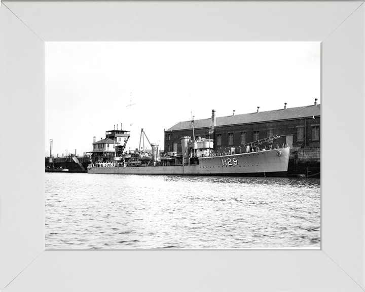 HMS Thanet (H29) - In Harbour 1928 - Royal Navy S Class Destroyer Photo Print Wall Art Naval Decor UK Posters, Prints, & Visual Artwork Hampshire Prints 10 x 8 White Frame No