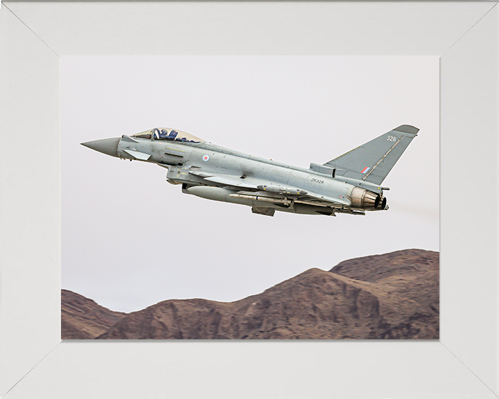 RAF Typhoon Taking Off Photo Print - Royal Air Force Aircraft Hampshire Prints 10 x 8 White Frame No