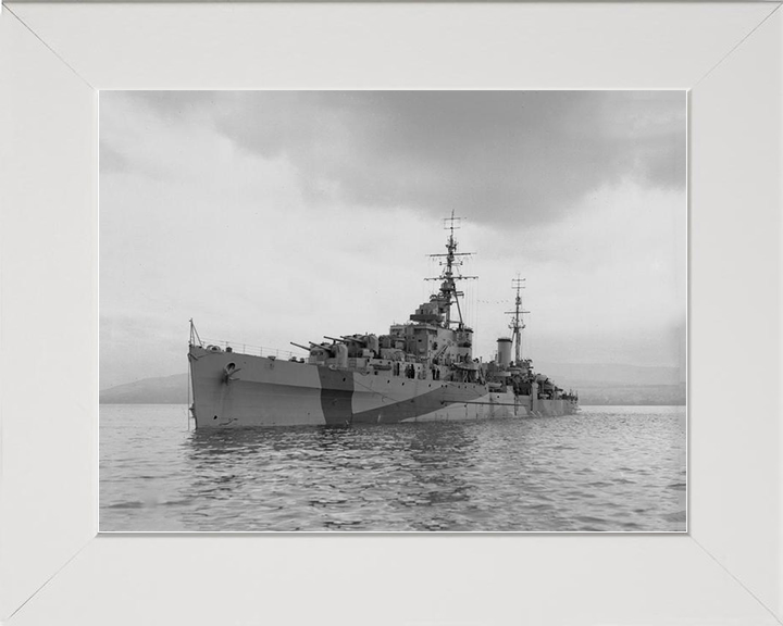 HMS Bellona (63) Royal Navy Dido Class Light Cruiser Port Side View Photo Print Wall Art Decor Posters, Prints, & Visual Artwork Hampshire Prints 10 x 8 White Frame No