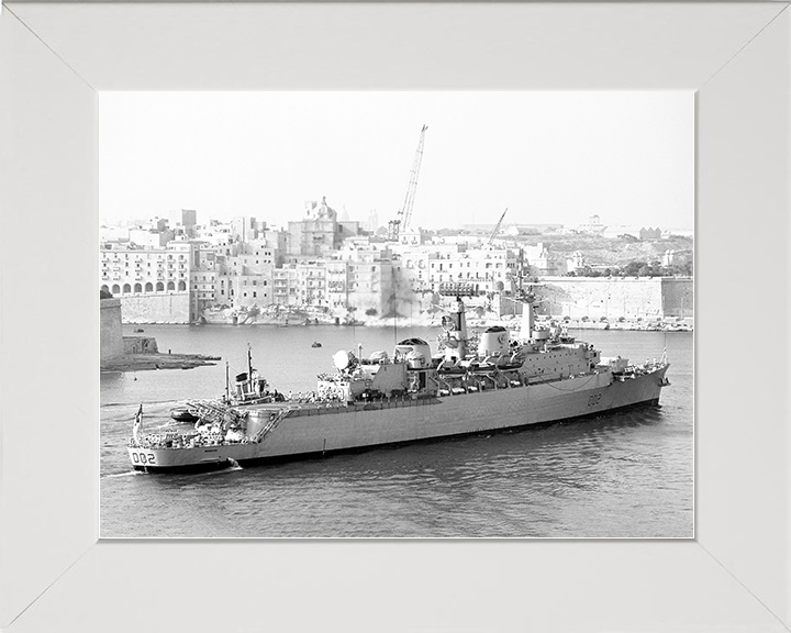 HMS Devonshire (D02) Royal Navy County Class Destroyer Valletta Malta Photo Print Wall Art Decor Posters, Prints, & Visual Artwork Hampshire Prints 10 x 8 White Frame No