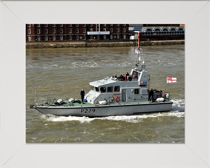 HMS Blazer (P279) Photo Print - Leaving Portsmouth 2014 - Royal Navy Archer Class P2000 Patrol Vessel Posters, Prints, & Visual Artwork Hampshire Prints 10 x 8 White Frame No