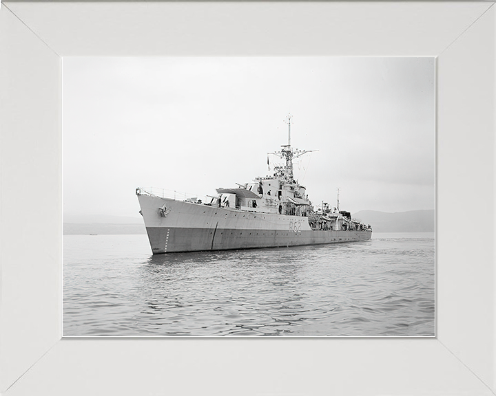 HMS Cassandra (R62) Royal Navy C Class Destroyer Port Bow View Photo Print Wall Art Decor Posters, Prints, & Visual Artwork Hampshire Prints 10 x 8 White Frame No