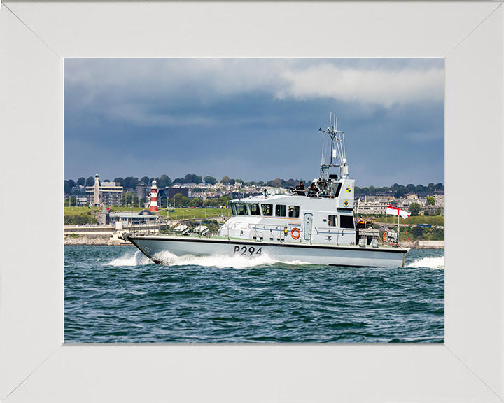 HMS Trumpeter (P294) Photo Print - Plymouth 2021 - Royal Navy Archer Class P2000 Patrol Vessel Hampshire Prints 10 x 8 White Frame No