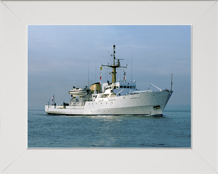 HMS Beagle (A319) Royal Navy Bulldog Class Survey Vessel Underway Photo Print Wall Art Decor Posters, Prints, & Visual Artwork Hampshire Prints 10 x 8 White Frame No