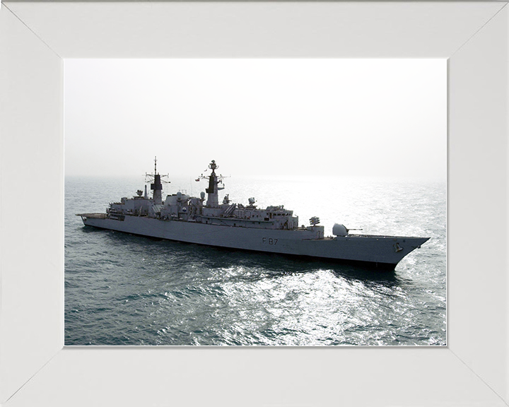 HMS Chatham (F87) Royal Navy Type 22 Frigate At Sunset Photo Print Wall Art Decor Posters, Prints, & Visual Artwork Hampshire Prints 10 x 8 White Frame No