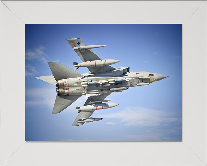 RAF Tornado GR4 in Flying Photo Print - Royal Air Force Aircraft Hampshire Prints 10 x 8 White Frame No