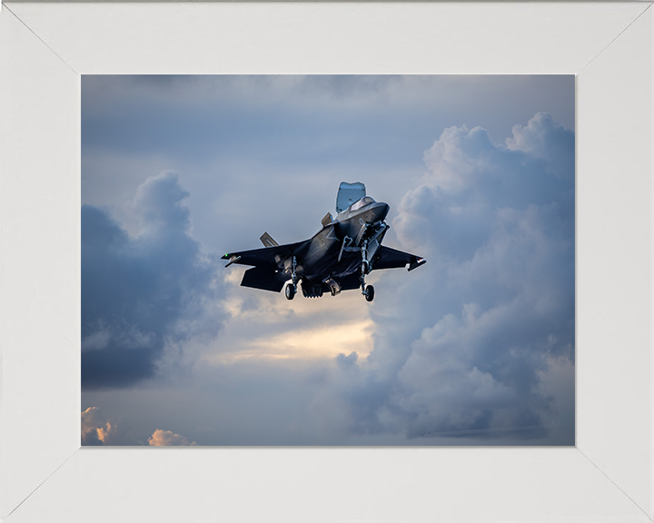 F-35B Lighting Jet Hovering Before Landing Photo Print - Royal Navy Aircraft Posters, Prints, & Visual Artwork Hampshire Prints 10 x 8 White Frame No
