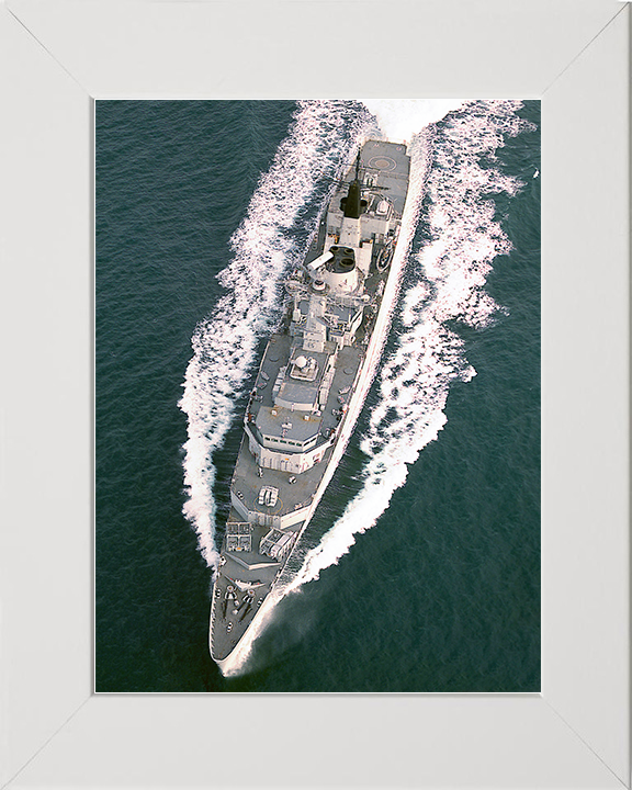 HMS Broadsword (F88) Royal Navy Type 22 Frigate From Above Photo Print Wall Art Decor Posters, Prints, & Visual Artwork Hampshire Prints 10 x 8 White Frame No