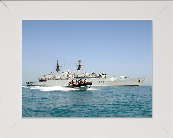 HMS Chatham (F87) Royal Navy Type 22 Frigate Al Basrah Iraqi 2008 Photo Print Wall Art Decor Posters, Prints, & Visual Artwork Hampshire Prints 10 x 8 White Frame No