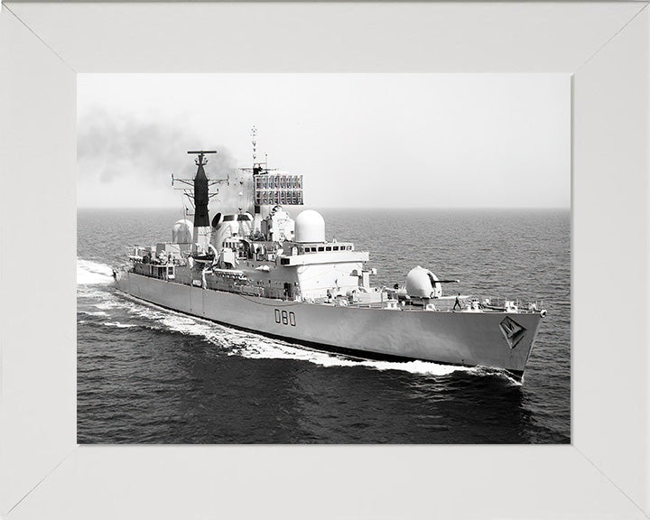 HMS Sheffield (D80) Photo Print - At Sea - Royal Navy Type 42 Destroyer Hampshire Prints 10 x 8 White Frame No