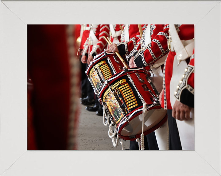 Drummers from The band of the Welsh Guards Photo Print - British Army Hampshire Prints 10 x 8 White Frame No