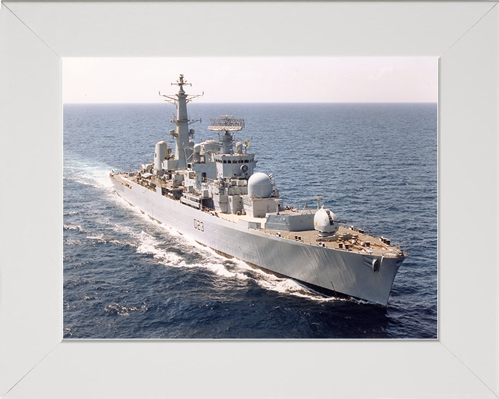 HMS Bristol (D23) Royal Navy Type 82 Destroyer High Starboard Bow View Photo Print Wall Art Decor Posters, Prints, & Visual Artwork Hampshire Prints 10 x 8 White Frame No