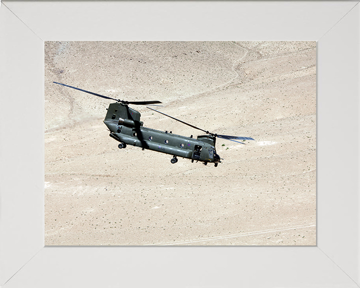 RAF Chinook Helicopter Afghanistan Photo Print - Royal Air Force Aircraft Hampshire Prints 10 x 8 White Frame No
