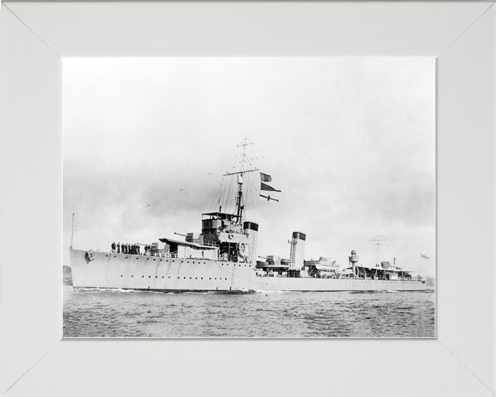 HMS Broke (D83) Royal Navy Thornycroft Type Flotilla Leader Port Side Photo Print Wall Art Decor Posters, Prints, & Visual Artwork Hampshire Prints 10 x 8 White Frame No