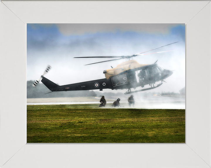RAF Twin Engined Griffin Helicopter Photo Print - Royal Air Force Aircraft Hampshire Prints 10 x 8 White Frame No
