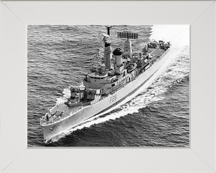 HMS Cleopatra (F28) Royal Navy Leander Class Frigate High Port Bow View Photo Print Wall Art Decor Posters, Prints, & Visual Artwork Hampshire Prints 10 x 8 White Frame No