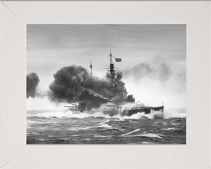 HMS Duke of York (17) Photo Print - Broadside 1943 - Royal Navy King George V Class Battleship Posters, Prints, & Visual Artwork Hampshire Prints 10 x 8 White Frame No