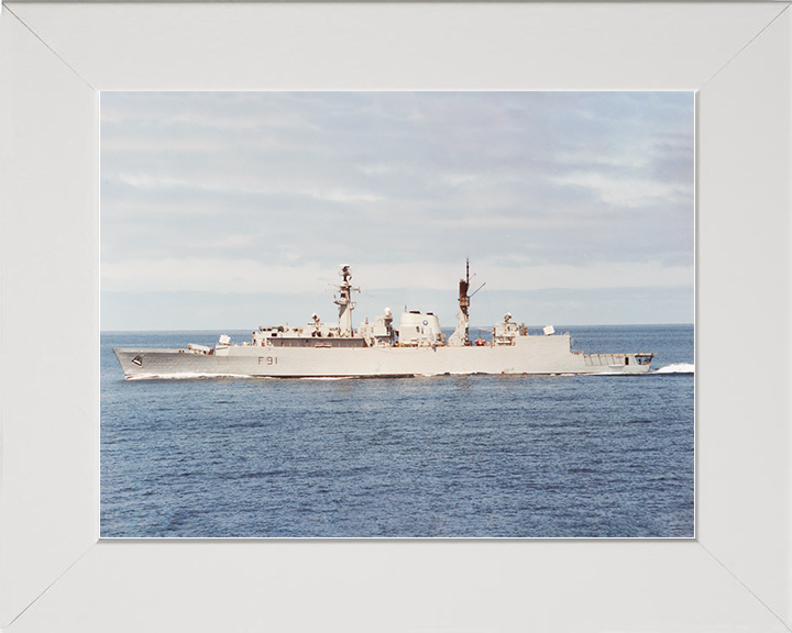 HMS Brazen (F91) Royal Navy Type 22 Frigate Port Beam View Photo Print Wall Art Decor Posters, Prints, & Visual Artwork Hampshire Prints 10 x 8 White Frame No