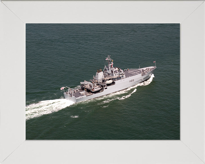 HMS Enterprise (H88) Photo Print - Fleet Review 2005 - Royal Navy Hydrographic Survey Vessel Hampshire Prints 10 x 8 White Frame No