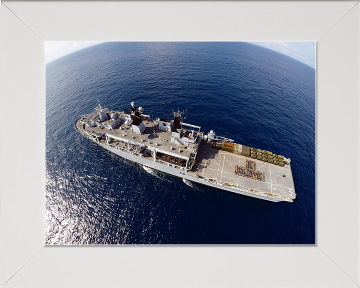 HMS Albion (L14) Royal Navy Albion Class Amphibious Ship From Above Photo Print Wall Art Naval Decor Posters, Prints, & Visual Artwork Hampshire Prints 10 x 8 White Frame No