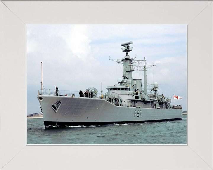 HMS Andromeda (F57) Royal Navy Leander Class Frigate Port Bow View Photo Print Wall Art Decor Posters, Prints, & Visual Artwork Hampshire Prints 10 x 8 White Frame No