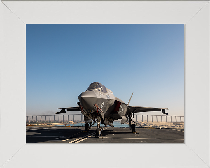 F-35B Lighting jet on HMS Prince of Wales 2025 Photo Print - Royal Navy Aircraft Hampshire Prints 10 x 8 White Frame No