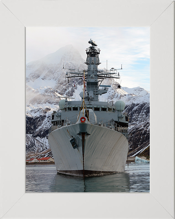HMS Argyll (F231) Royal Navy Type 23 Frigate South Georgia 2013 Wall Art Photo Print Decor Posters, Prints, & Visual Artwork Hampshire Prints 10 x 8 White Frame No