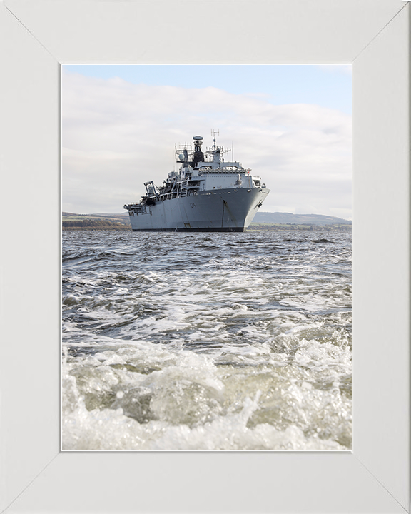 HMS Albion (L14) Royal Navy Albion Class Amphibious Ship Low Starboard Bow View Photo Print Wall Art Naval Decor Posters, Prints, & Visual Artwork Hampshire Prints 10 x 8 White Frame No