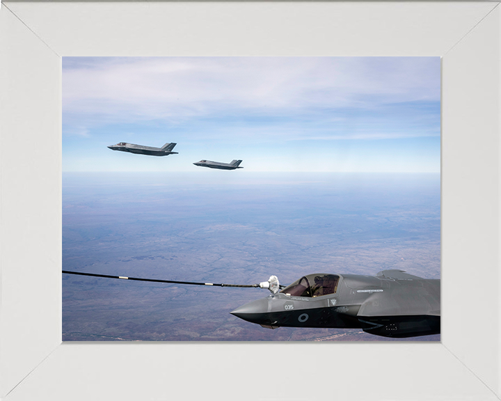 RAF F-35B Lightening II Air to Air Refuelling Photo Print - Royal Air Force Aircraft Hampshire Prints 10 x 8 White Frame No